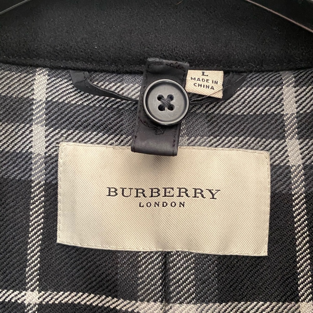 Burberry wool cashmere car coat with leather trim
